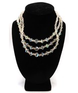 Vtg Aurora Borealis 3 Strand Graduated Bead Choker Necklace Silver Tone ... - $928.02 MXN