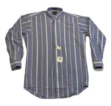 Vintage Chaps Ralph Lauren Long Sleeve Button Down Dress Shirt Blue Stri... - $24.19