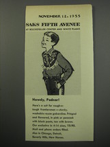 1955 Saks Fifth Avenue Fashion Ad - Howdy, Podner! - £14.46 GBP