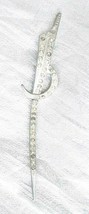 Antique Edwardian Crescent Sword Crystal Rhinestone Silver-tone Stick Pin 4&quot; - £18.13 GBP