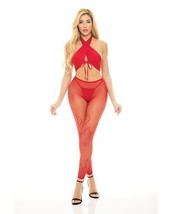 PINK LIPSTICK GIVES YOU HEL HALTER BRA PANTYHOSE &amp; G STRING - $24.74