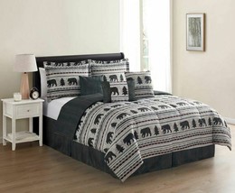 Cabin Pine Bear Lodge 7 Piece Bed In A Bag Comforter Sets, Rich Browns, Choice  - £59.32 GBP+