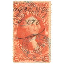 1862-71 $2 U.S. Internal Revenue, George Washington, Mortgage, R82c, Red - £7.04 GBP