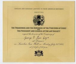 1924 American Bar Association London Lincoln's Inn Invitation &amp; Entry Card - $49.45