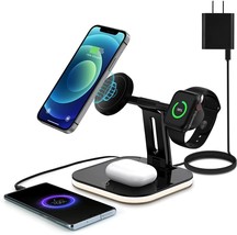 4 in 1 Magnetic Wireless Charger, Foldable Fast Wireless Charging Station Stand - £28.60 GBP