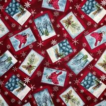 Christmas Cardinals Fabric Karen Jarrar Marcus Brothers 100% Cotton By the Yard - £8.64 GBP