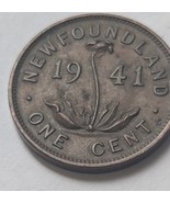 1941 Canada Newfoundland George VI 1 Cent Standard Circulation Bronze Coin - $1.35 CAD
