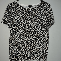 TALBOTS Leopard print short sleeve shirt, size medium petite - £12.29 GBP