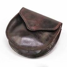 Leather Round Wallet Vintage Handmade Button Closure Unisex Money Purse Card Bag - £21.74 GBP