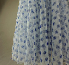 Light Blue Tulle Midi Skirt Women Plus Size Dot Tulle Tutu Skirt image 3