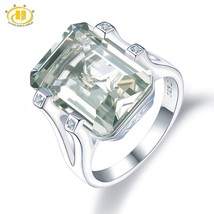 11ct Green Amethyst Engagement Rings Natural Gemstone 925 Sterling Silver Ring F - £85.49 GBP