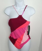 La Blanca Sips &amp; Slices Colorblocked Corset-Back One-Shoulder One-Piece Swimsuit - £38.83 GBP
