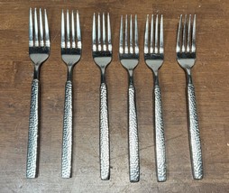Hampton Silversmiths Oslo Stainless Hammered Flatware - lot of 6 Dinner ... - £39.82 GBP