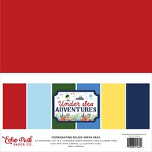 Echo Park Double-Sided Solid Cardstock 12"X12" 6/Pkg-Under Sea Adventures, 6 Col - £13.29 GBP