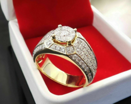 2Ct Round Lab-Created Diamond Wedding Band Pinky Ring 14K Yellow Gold Plated - £132.45 GBP