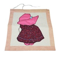 Vintage Handmade Holly Hobbie Quilt Panel Fabric Wall Decoration Hanging 13&quot;  - £22.50 GBP