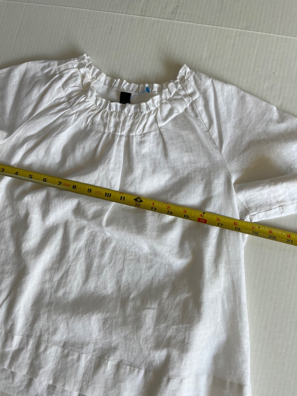 Saks Fifth Avenue Sz S June Puff Sleeve Flare Crop Top Linen Blend Blouse Item image 5