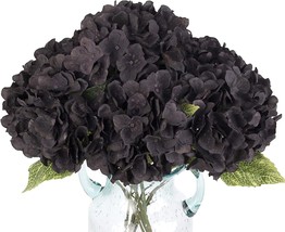 Blooming Paradise Artificial Fake Flowers Plants Silk Hydrangea, Black - £26.85 GBP