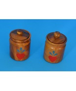 Figurines/Trinkets-Two Small Vintage Wooden Accent Jars - $12.60