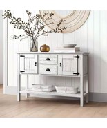Farmhouse Solid Wood Sofa Table with Storage Drawers in Rustic White Finish - $689.99 CAD