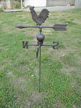 Cast Iron Rooster Weathervane Weather Vane Stake Ground Garden Farm Garden - $49.99