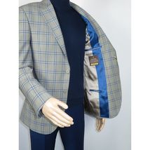 Men's Mono Turkey Sport Coat 100% Super 180s Wool 1480-03 Gray Blue Plaid image 5