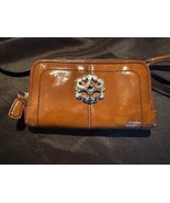 Brighton Brown &amp; Black Leather Crossbody Wallet w/ Strap – Organizer Bag - $22.12