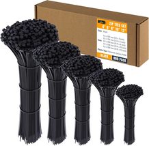ALBO Zip Ties Black &amp; White 800pc 4–12&quot; Reusable &amp; Standard UV Nylon Cab... - $22.99+