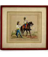 Antique French Military Handpainted Woodcut, Troupes Francaises 1799, Hu... - $387.16 CAD