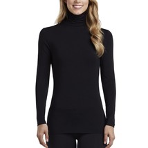 Cuddle Duds Women&#39;s Softwear with Stretch Long Sleeve Turtle Neck Top, Black, Me - £41.42 GBP