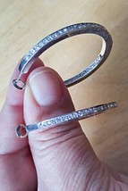Vintage Large stainless steel leverback hoop earrings with crystals  - $9.15