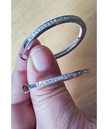 Vintage Large stainless steel leverback hoop earrings with crystals  - €7,85 EUR