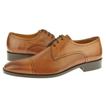 Alex D &quot;Detroit&quot; Cap Toe Derby, Men&#39;s Dress Leather Shoes, Cognac - £92.54 GBP