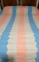 Bedspread Crochet Chevron Large Pastel 93&quot;W x90&quot;L Gorgeous - £62.51 GBP