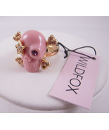 NEW Wildfox Couture 10k Gold Plated Pink Star Patch Skull w/ Crystal Size 6 - £27.84 GBP