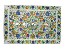 12&quot;x18&quot; Marble Tray Lapis Lazuli Hakik Malachite Inlay Floral Arts Decor H1171 - £399.51 GBP