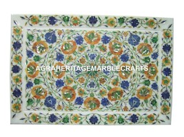 12&quot;x18&quot; Marble Tray Lapis Lazuli Hakik Malachite Inlay Floral Arts Decor... - £404.78 GBP