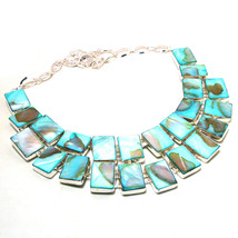 Blue Mother Of Pearl Cushion Gemstone Ethnic Gifted Necklace Jewelry 18&quot; SA 3757 - £15.26 GBP