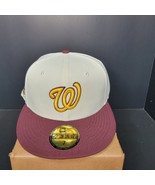 NEW ERA EXCLUSIVE 59FIFTY OFF WHITE/BURGUNDY WASHINGTON NATIONALS W/ 200... - $135.33 CAD