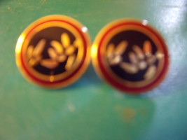 Laurel Burch &quot;Bamboo&quot; Post Earrings in Black, Burgundy and Gold-Vintage - £23.54 GBP
