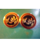 Laurel Burch &quot;Bamboo&quot; Post Earrings in Black, Burgundy and Gold-Vintage - $30.00
