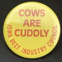 Cows Are Cuddly Iowa Beef Industry Council Pin Button Vintage - $9.89