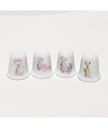 Lot of 4 Precious Moments Thimbles Vintage Porcelain - £16.49 GBP