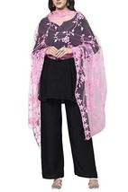 Women Dupatta Heavy nylon net embroidery for Girls 2.4x1Mt TIC Pink Chunni - £21.60 GBP