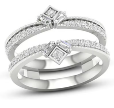  Baguette &amp; Round Cut Diamond Enhancer Wrap Wedding Ring 14K White Gold Finish - £96.98 GBP