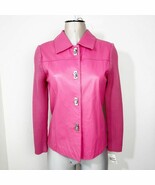 Lisa International Lambskin Leather Jacket Size Small Knit Sleeves Turnl... - $102.62 CAD