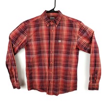 Cinch Western Long Sleeve Red Plaid Orange Shirt Youth XL 14 Junior Rodeo Cowboy - £19.74 GBP