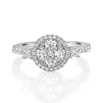Natural 0.86ct Diamond Engagement Ring Invisible Set 18K White Gold G VS1 Round - £2,423.55 GBP