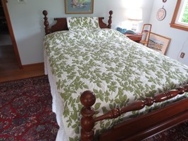 Pottery Barn AVOCADO/OLIVE LEAF DESIGN 100% Cotton TWIN QUILT &amp; SHAM - 6... - $58.41