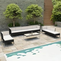 vidaXL Black Cream Modern Garden Lounge Set for 8, White Cushions - $1,514.72 CAD